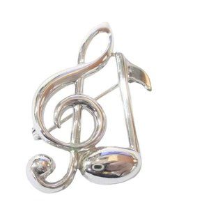 Beau Sterling Silver Vintage Music Staff Brooch